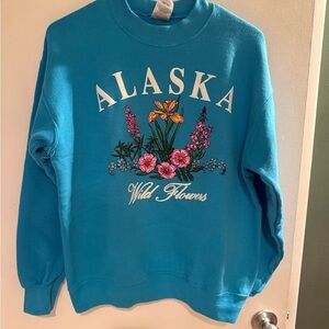 Fruit of the Loom Alaska Wild Flowers Blue Sweatshirt